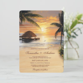 Plantilla de bodas de playa tropical