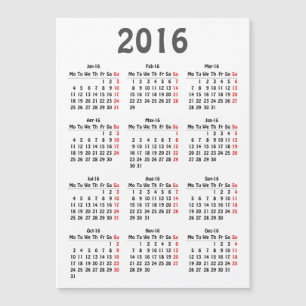 plantilla de calendario 2016