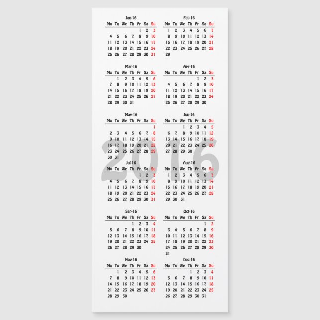 plantilla de calendario 2016 (Anverso)