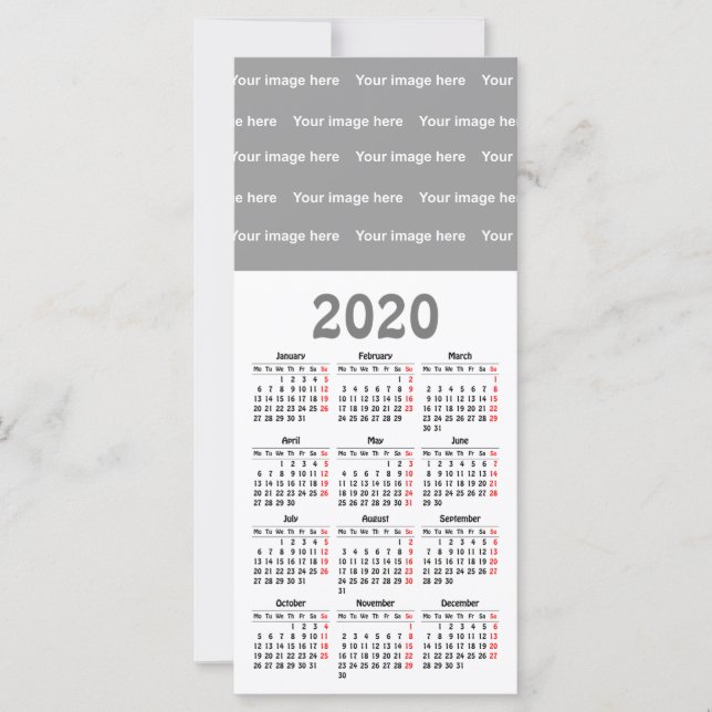 Plantilla de calendario 2020 Tarjeta de función (Anverso)