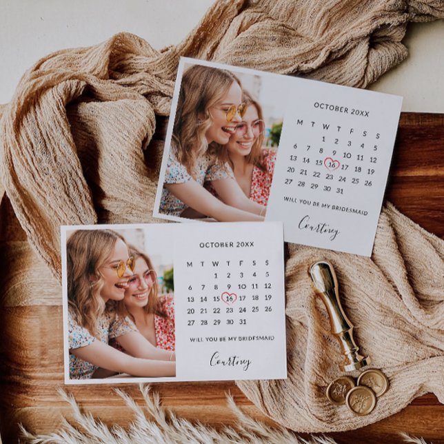 Plantilla de calendario de fotos de propuesta de d (Bridesmaid Proposal Photo Calendar Template)