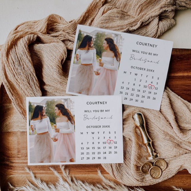 Plantilla de calendario de fotos de propuesta de d (Bridesmaid Proposal Photo Calendar Template)