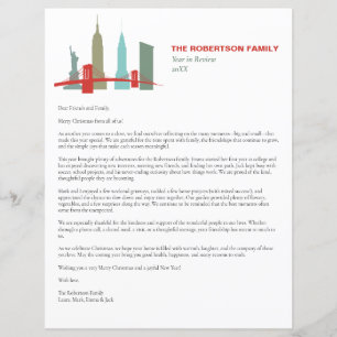 Plantilla de carta de Navidad con el horizonte de