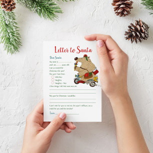 Plantilla de carta de Navidad para el oso de Santa