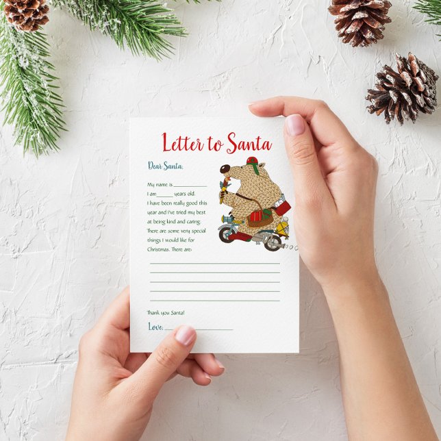 Plantilla de carta de Navidad para niños al oso de (Subido por el creador)