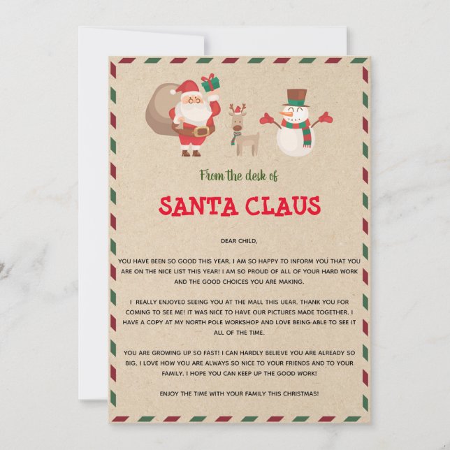 plantilla de carta de Papá Noel (Anverso)