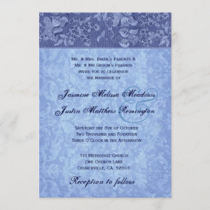 Plantilla de casamiento de damasco azul de época