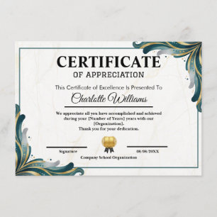 Plantilla de certificado de agradecimiento editabl