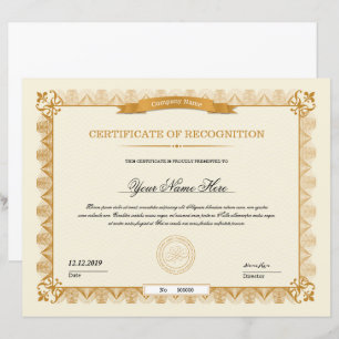 Plantilla de certificado de apreciación dorado