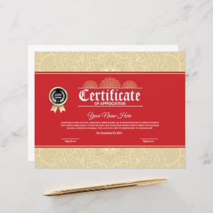Plantilla de certificado de apreciación elegante