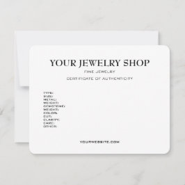 Plantilla de certificado de autenticidad de joyerí