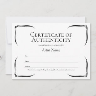Plantilla de certificado de autenticidad en blanco