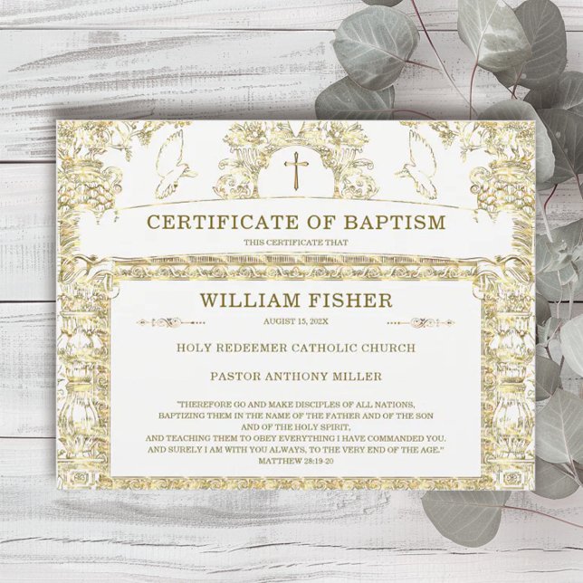 Plantilla de Certificado de Bautizo Personalizado  (Subido por el creador)