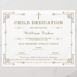 Plantilla de certificado de dedicación de niño edi