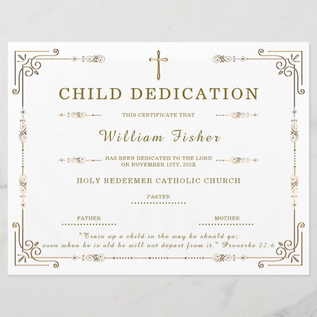 Plantilla de certificado de dedicación infantil ed (Anverso)