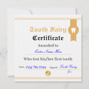 Plantilla de certificado de hadas dentarias impres