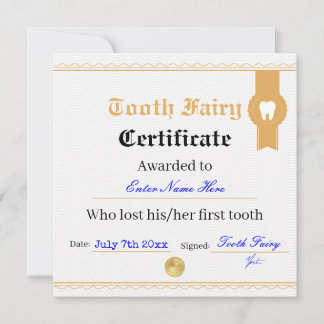 Plantilla de certificado de hadas dentarias impres