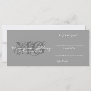 Plantilla de certificado de regalo con monogramas