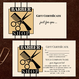 Plantilla de certificado de regalo de barbería