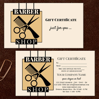 Plantilla de certificado de regalo de barbería