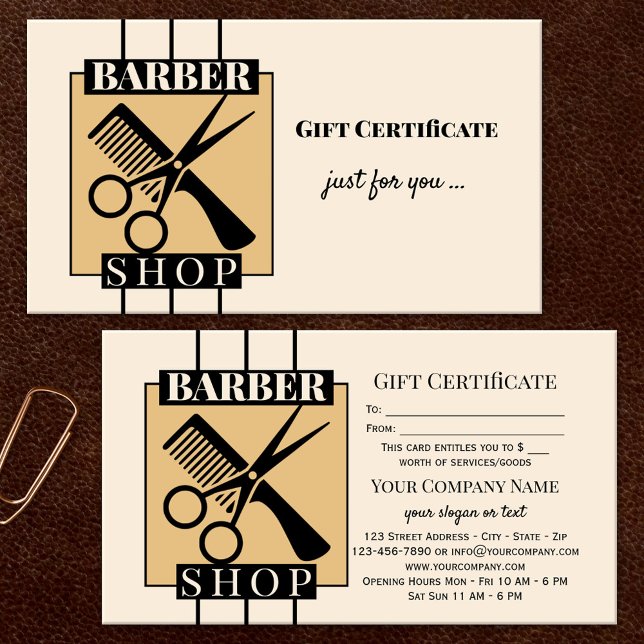 Plantilla de certificado de regalo de barbería (Subido por el creador)