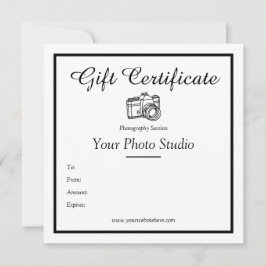 Plantilla de certificado de regalo de fotografía