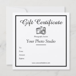 Plantilla de certificado de regalo de fotografía d