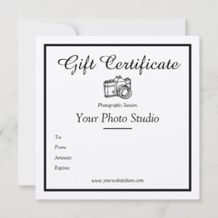 Plantilla de certificado de regalo de fotografía d