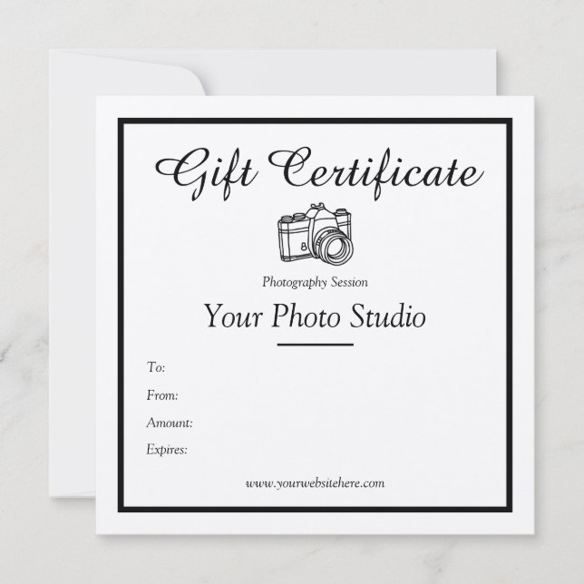 Plantilla de certificado de regalo de fotografía d (Anverso)