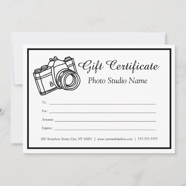 Plantilla de certificado de regalo de fotografía d (Anverso)