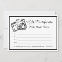 Plantilla de certificado de regalo de fotografía d