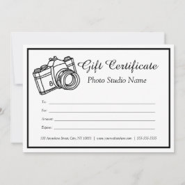 Plantilla de certificado de regalo de fotografía d