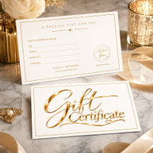 Plantilla de certificado de regalo de oro elegante
