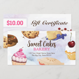 Plantilla de certificado de regalo de panadería de