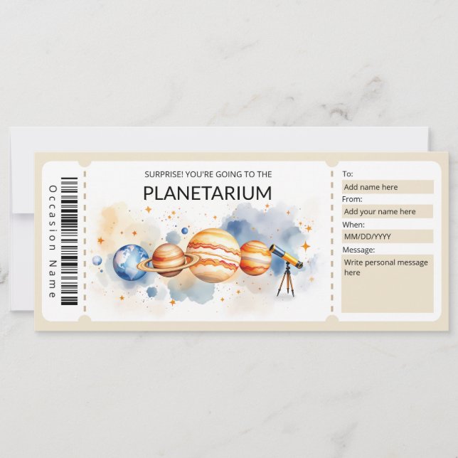 Plantilla de certificado de regalo de planetario (Anverso)