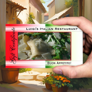 Plantilla de certificado de regalo de restaurante 