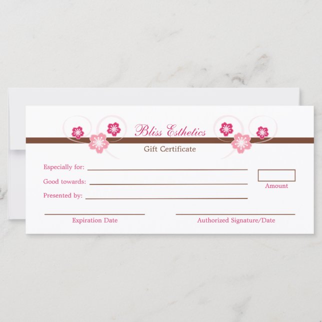 Plantilla de certificado de regalo de Sakura rosa (Anverso)