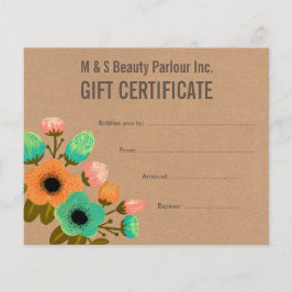 Plantilla de certificado de regalo de Salón de bel