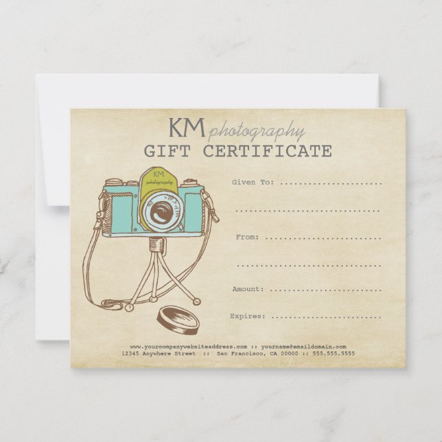 Plantilla de certificado de regalo para fotógrafos (Anverso)