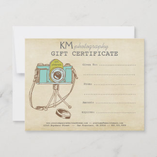 Plantilla de certificado de regalo para fotógrafos