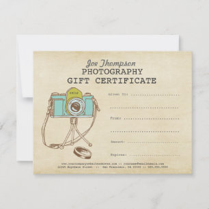 Plantilla de certificado de regalo para fotógrafos