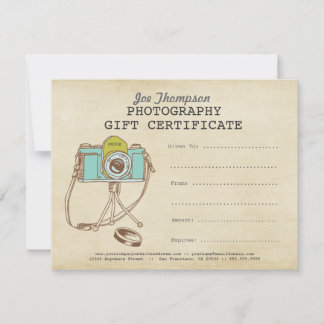 Plantilla de certificado de regalo para fotógrafos