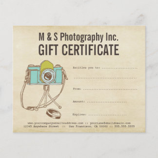 Plantilla de certificado de regalo para fotógrafos