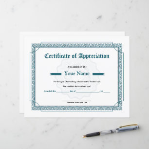 Plantilla de certificado de valoración mínima