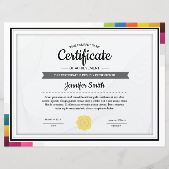 Plantilla de certificado imprimible (Anverso)