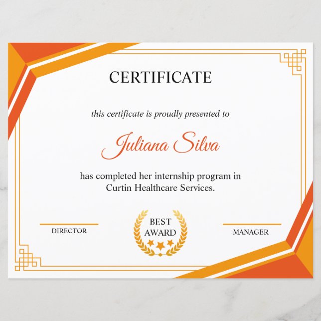 Plantilla de certificado multipropósito (Anverso)