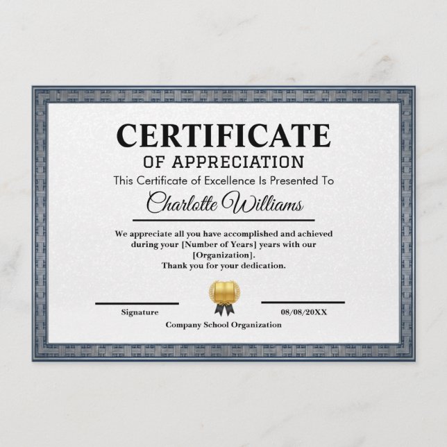 Plantilla de Certificado Profesional de Agradecimi (Anverso)
