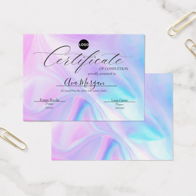 Plantilla de certificado simple - Efecto holográfi (Oficina)