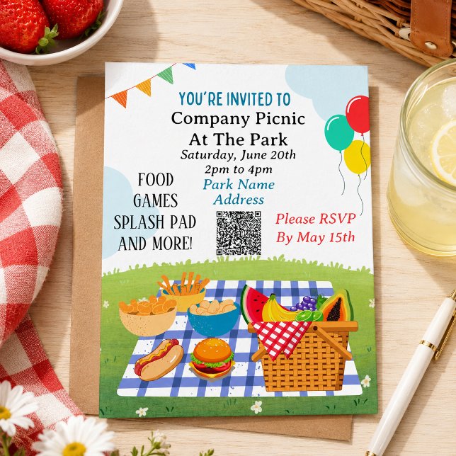 Plantilla de código QR de invitación al picnic de  (Subido por el creador)