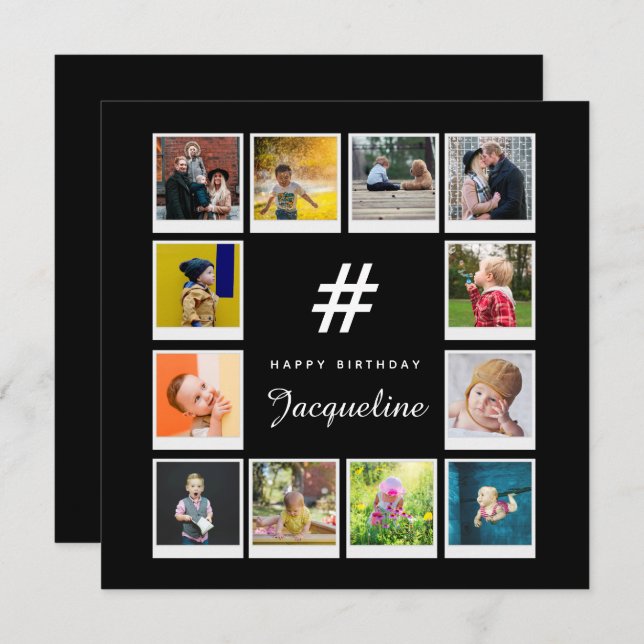 Plantilla de Collage de fotos de Cumpleaños Cualqu (Anverso / Reverso)